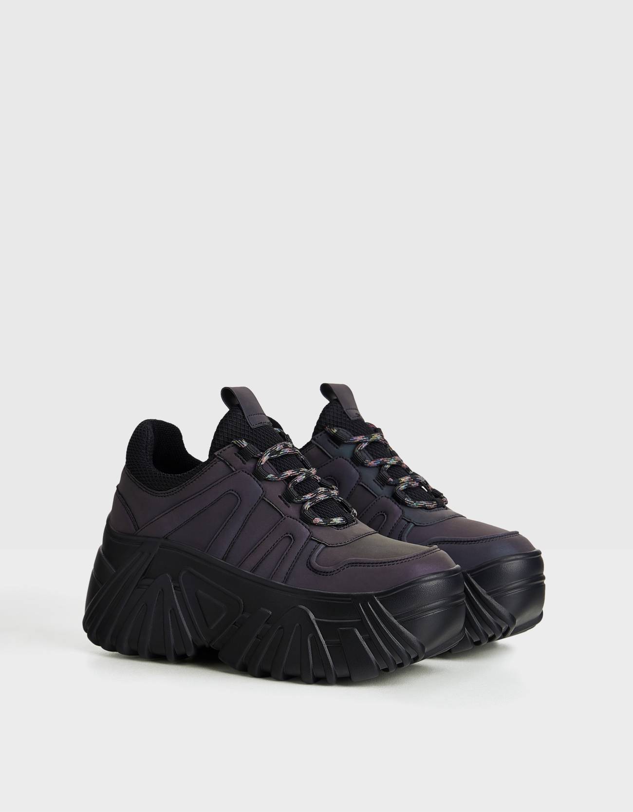 reflective platform shoes