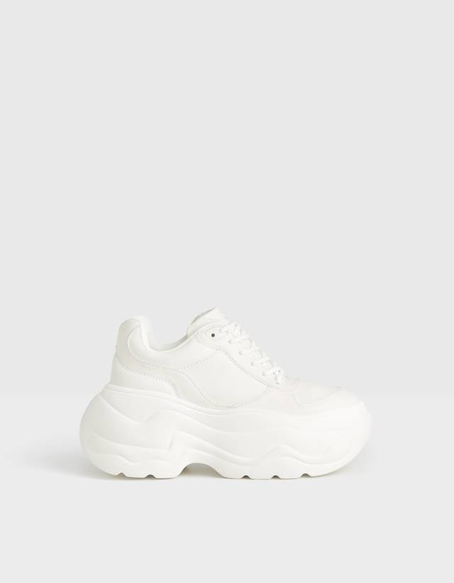 bershka monochrome platform trainers