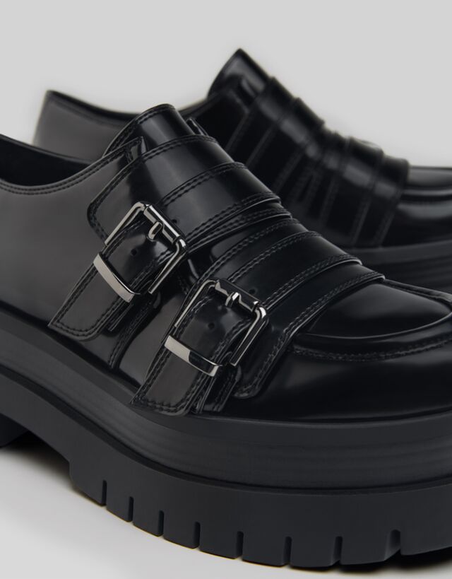 black flat shoes with buckle