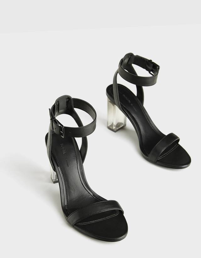 Sandalia tacón metacrilato - Zapatos - Mujer | Bershka
