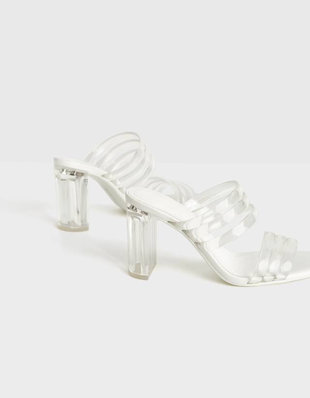 vinyl high heel sandals