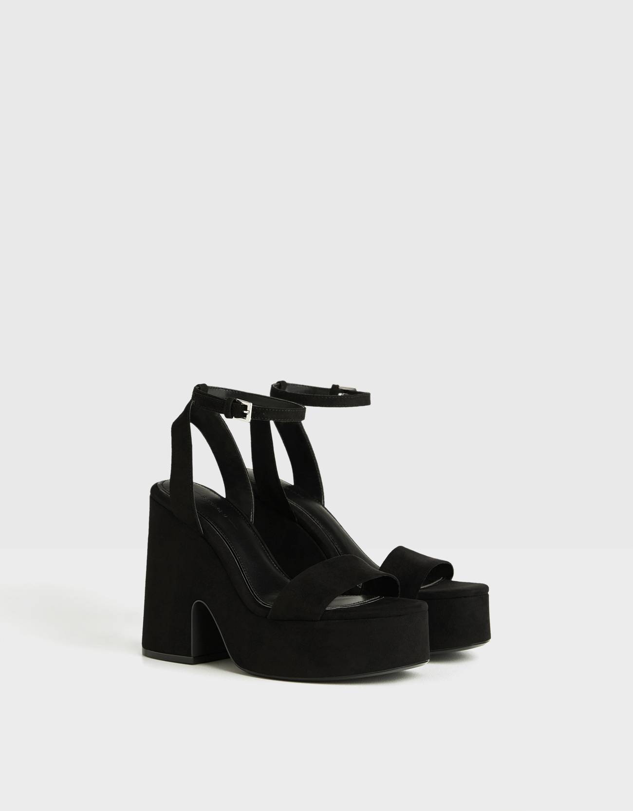 black high heel platform sandals