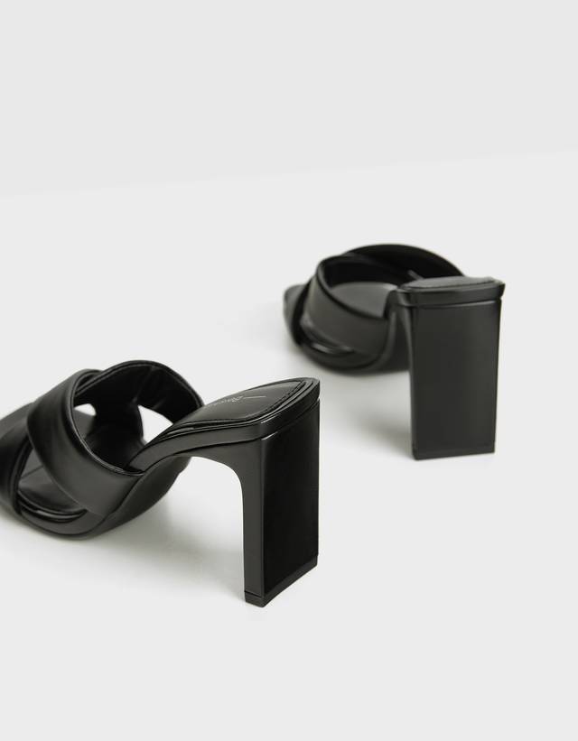 black crossover strap heels