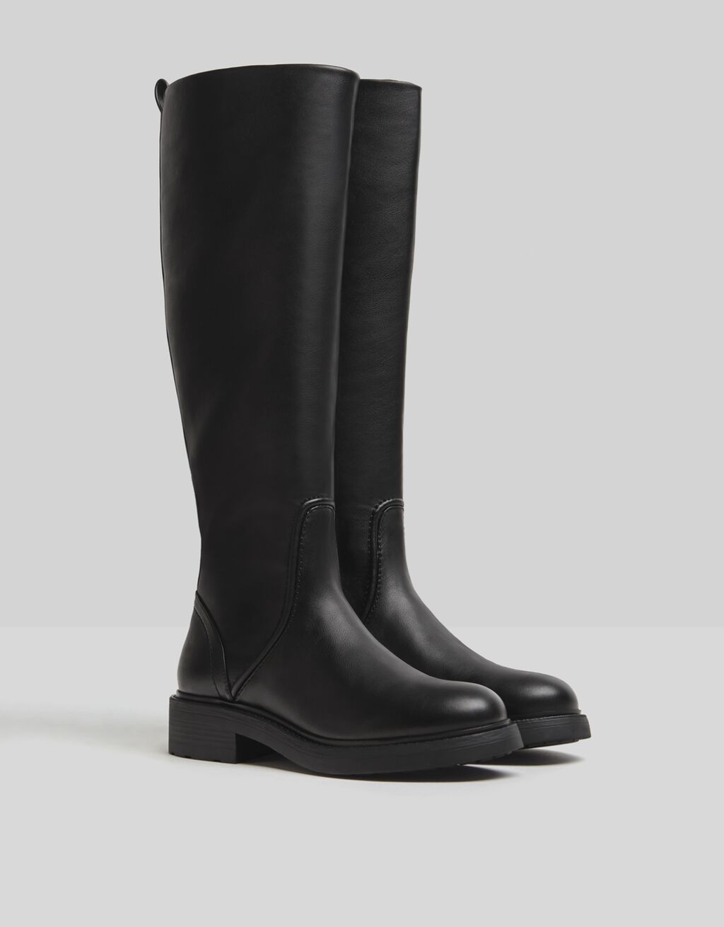 black flat knee boots