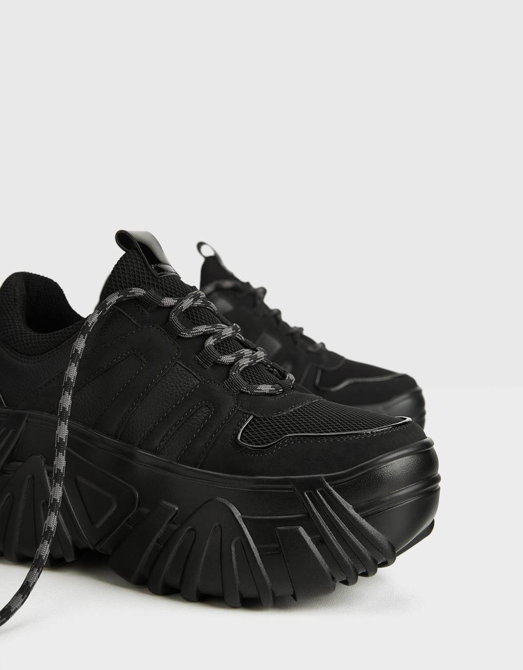 bershka monochrome platform trainers