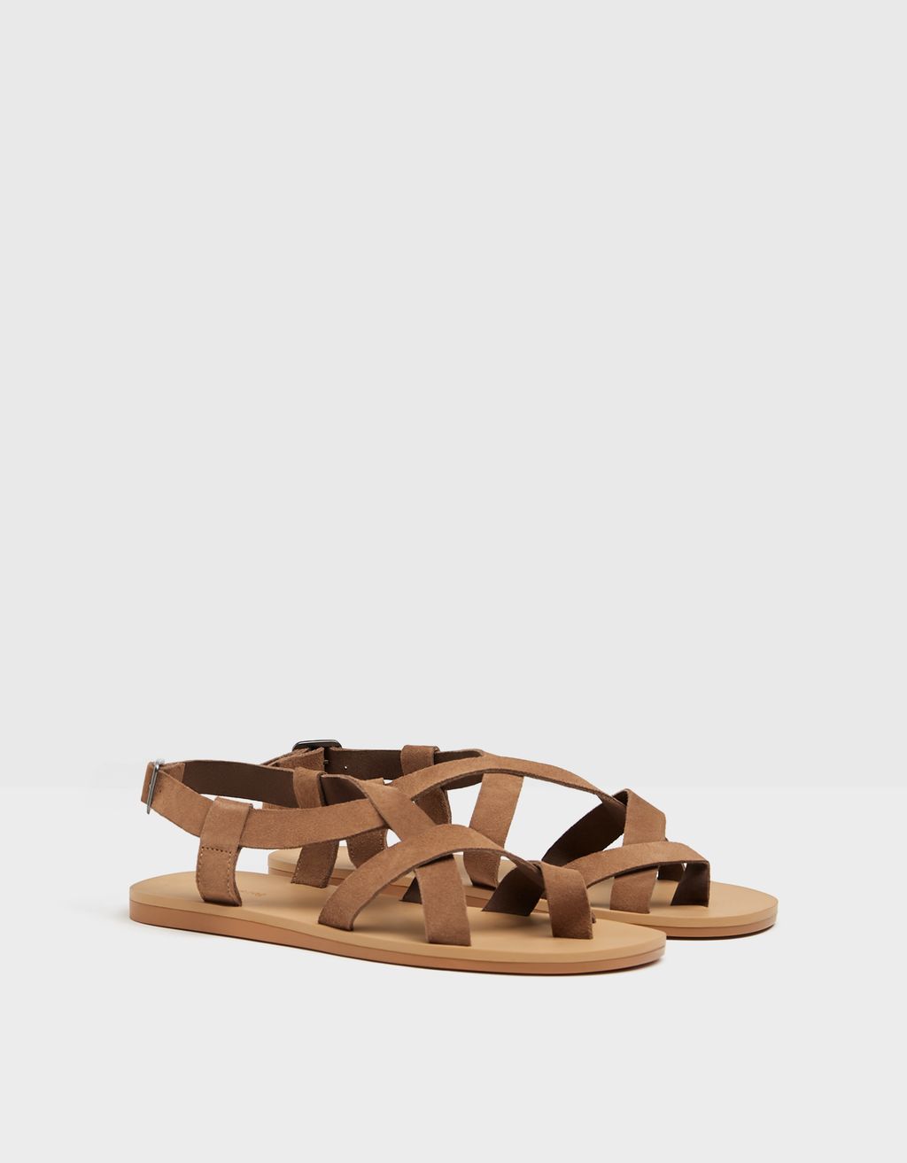 Men's strappy LEATHER sandals. - Shoes - Bershka Costa Rica