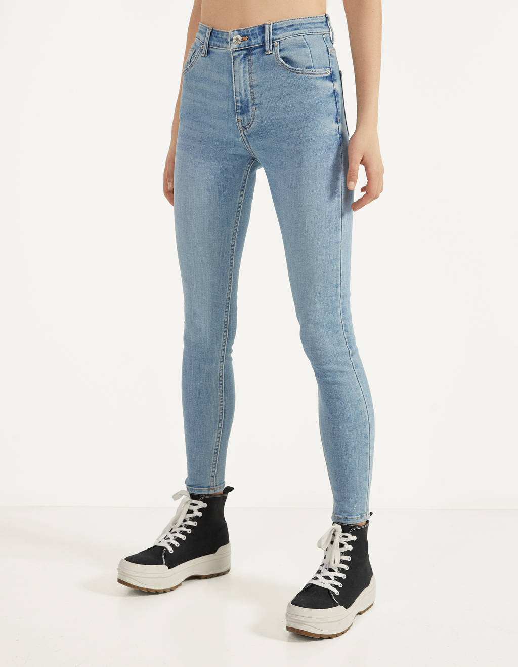 JEANS da Donna High Waist Pantaloni Con Borchie S 36 M 38 Jeans Stretch Pantaloni Alta Bund