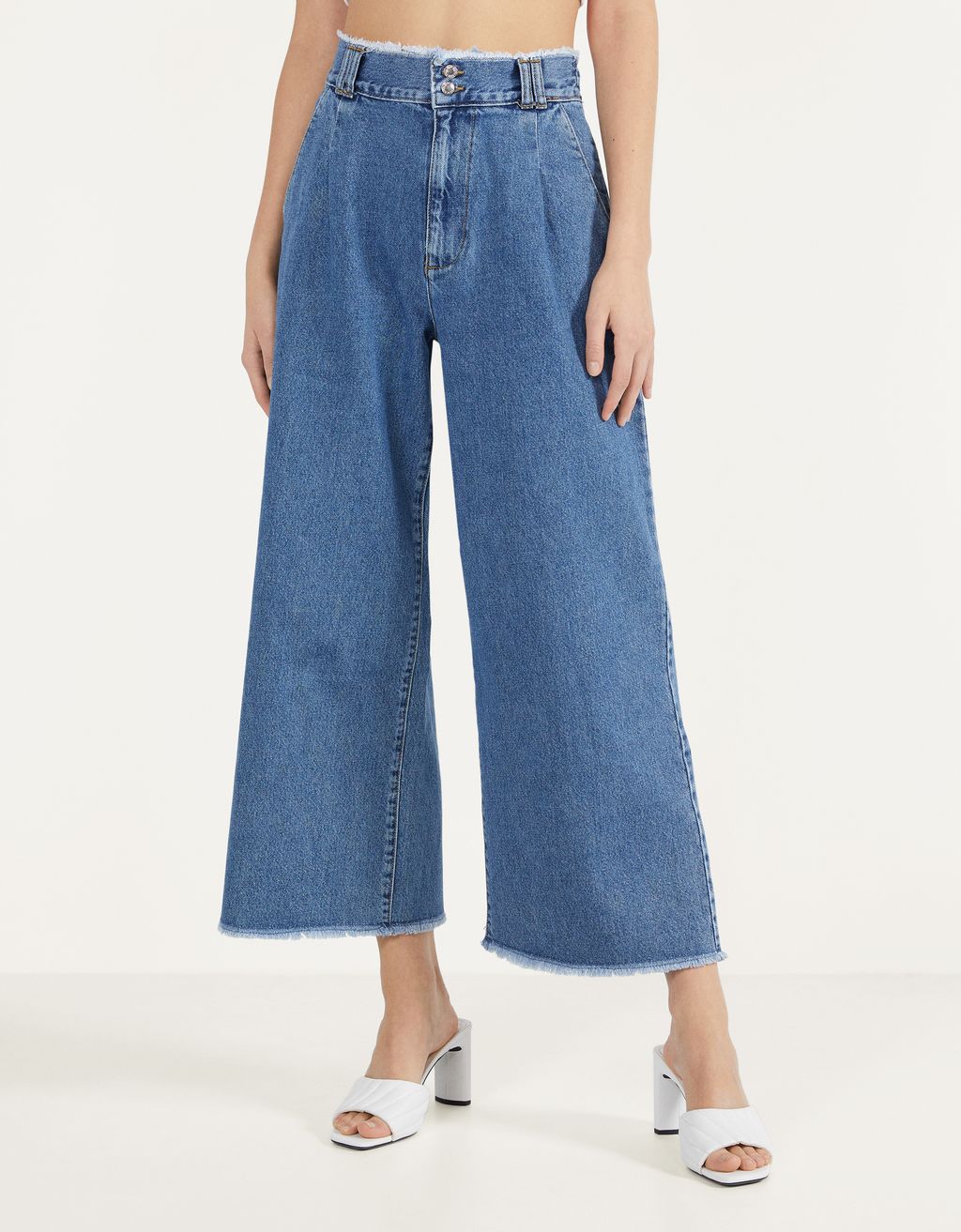 Culotte Jeans With Frayed Hems Join Life Bershka Venezuela
