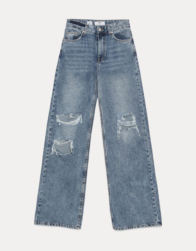 bershka 90s patchwork jeans