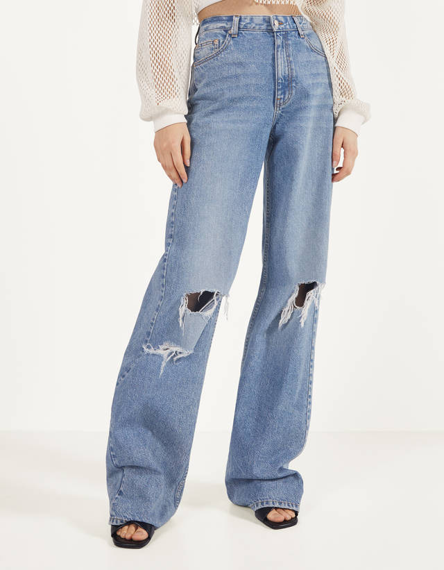 Ripped Mom Jeans Clothing Bershka United States