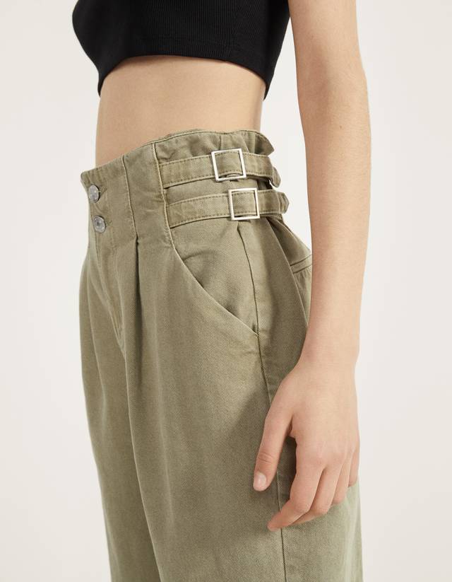 tan high waisted trousers