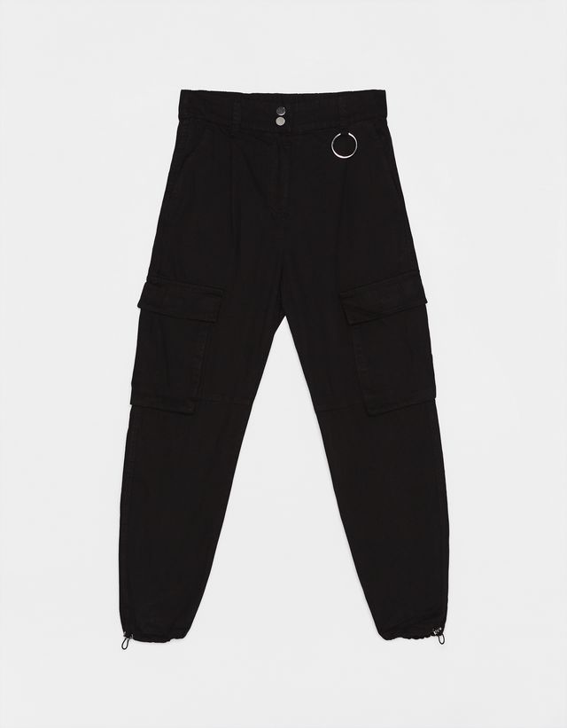 Pantalones Hombre | Bershka PantalóN Jogger Felpa Cargo Tie Dye Negro -  Bellavista
