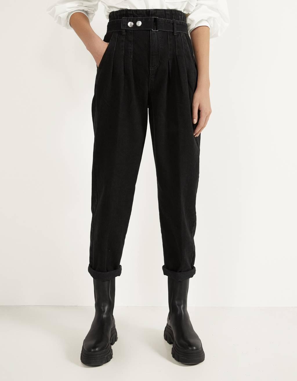Pantalón Slouchy con cinturón - Chándal - Bershka Maroc