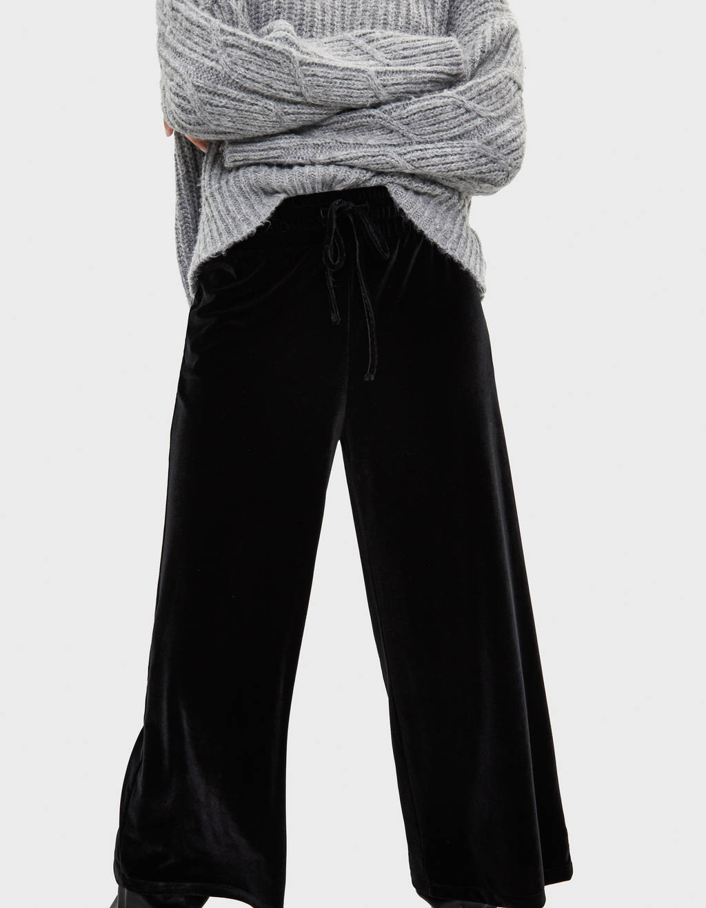 PANTALONES | PANTALONES CULOTTE DE TERCIOPELO LISO Gris | ETRO Mujer \u003e  Microintergreated