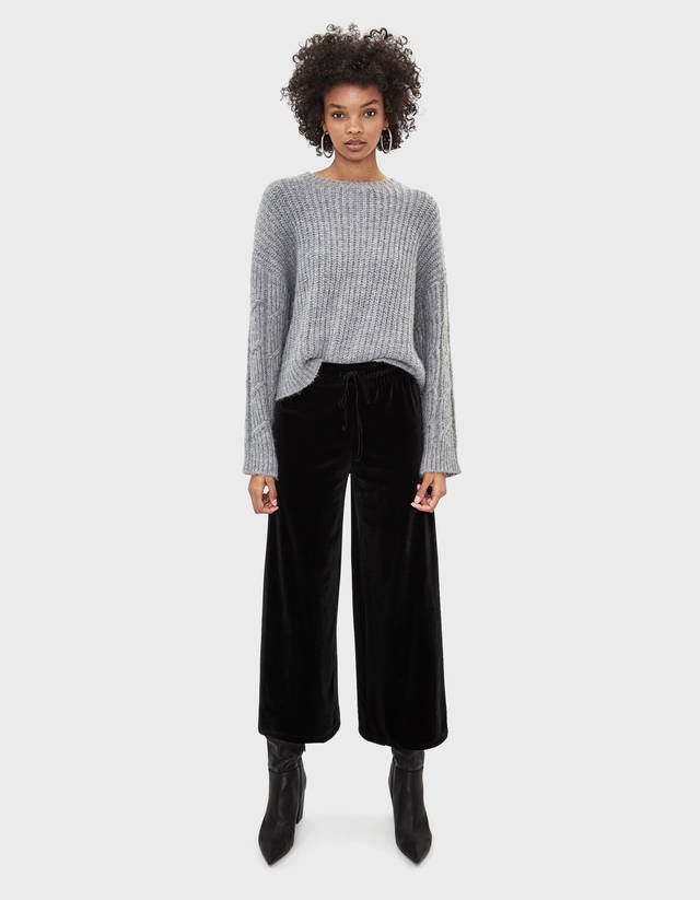 Pantalón culotte de terciopelo - Pantalones - Bershka Ecuador