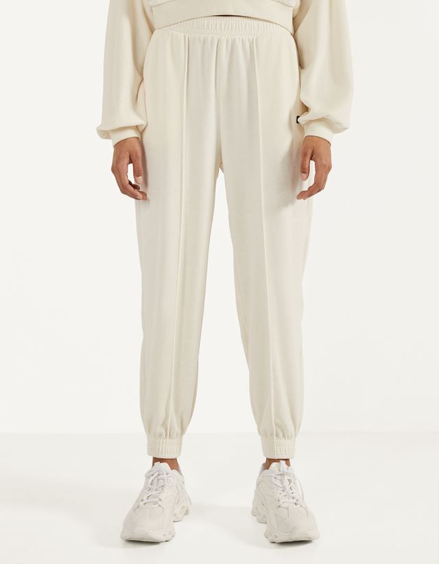 Pantalón jogger de terciopelo - Mujer | Bershka