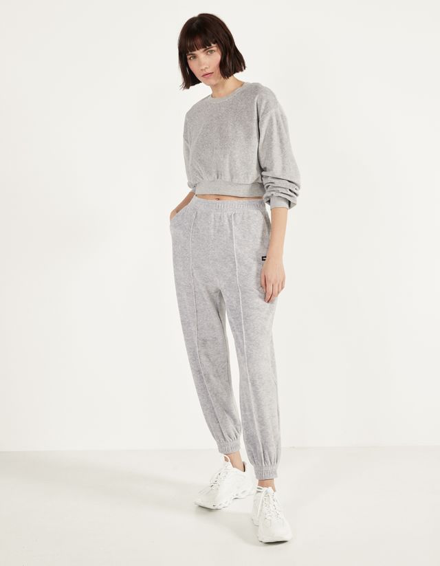 Velvet jogging trousers - null 