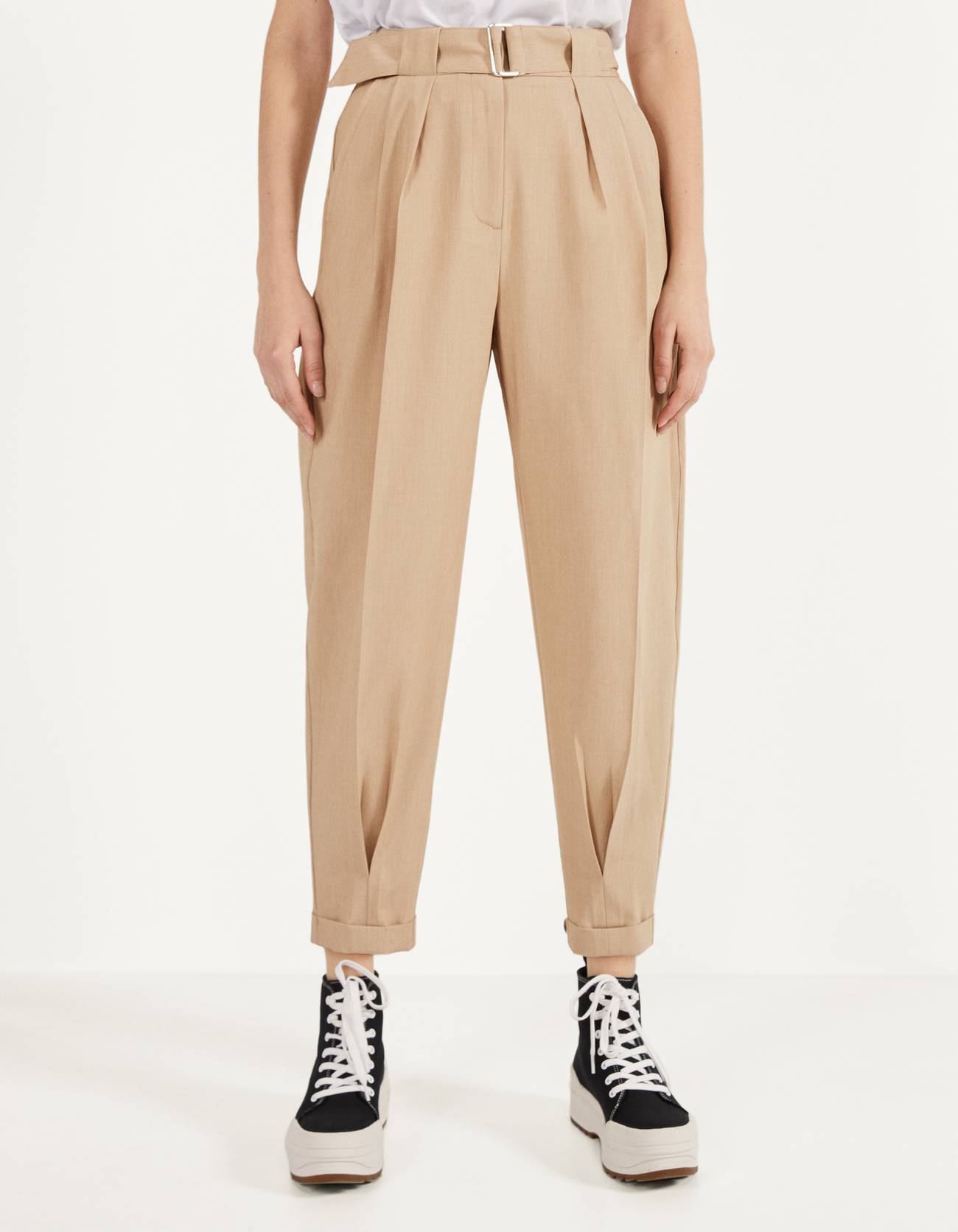 bershka pleat top slouchy trousers