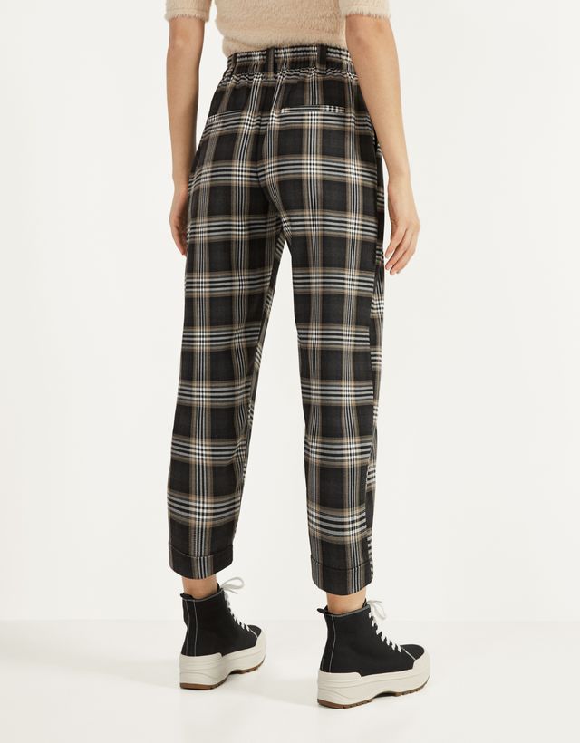Check Slouchy trousers - High Rise 