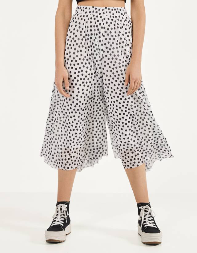 Pantalón Culotte plateado - null - Bershka Costa Rica