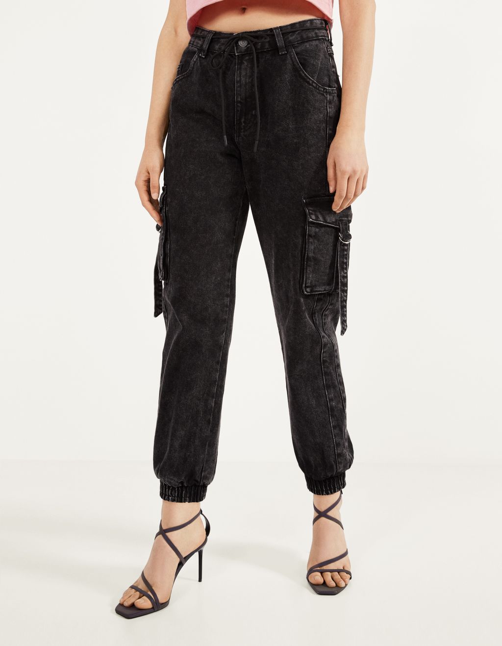 denim cargo joggers womens