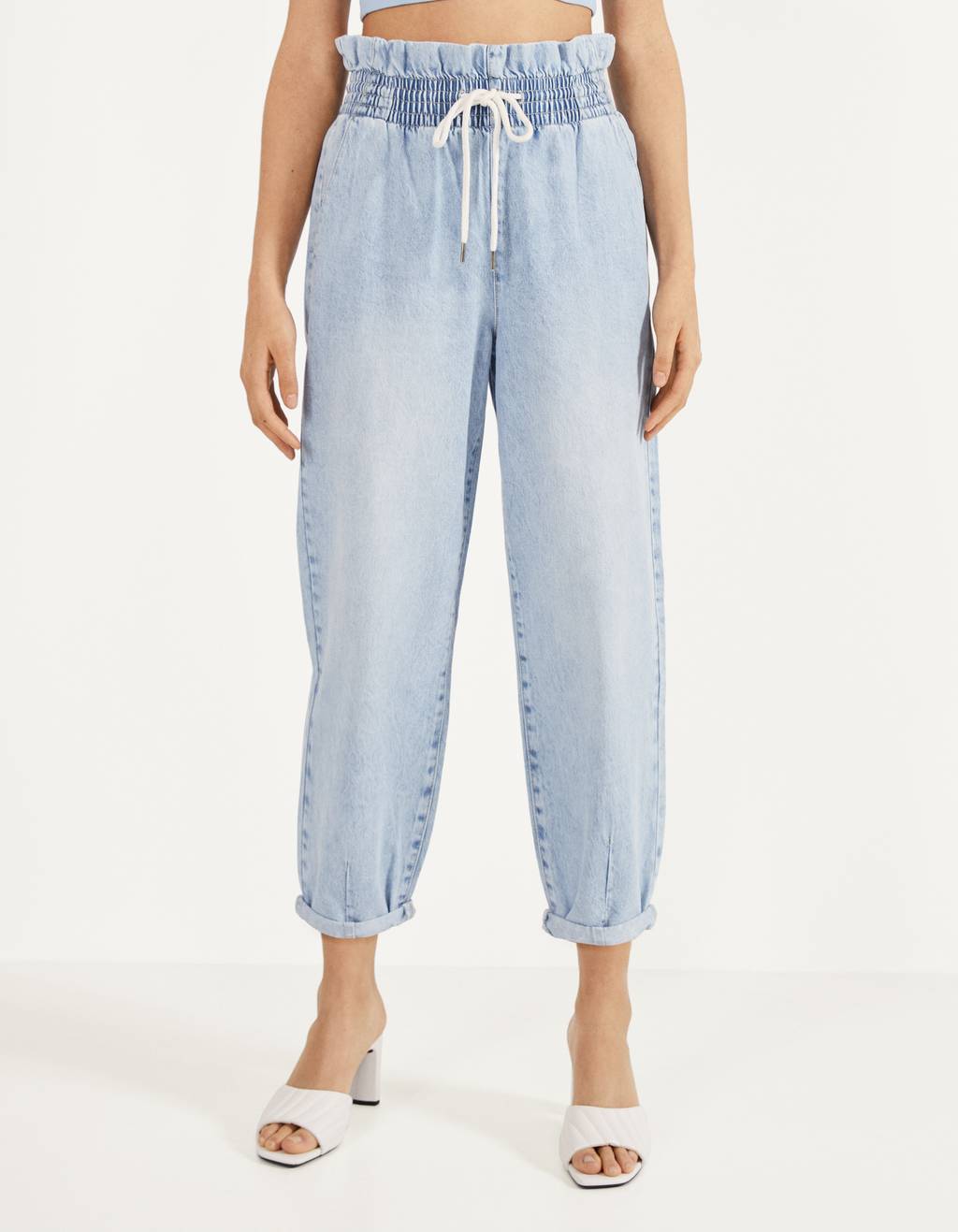 Balloon Fit jeans with an elastic waistband - null - Bershka Georgia