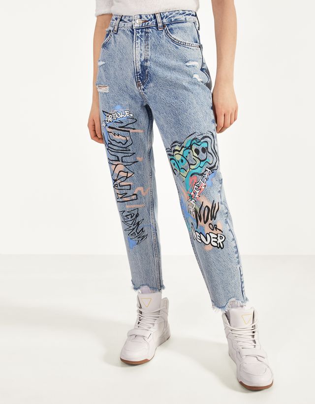 Ripped high rise trousers - Skinny - Bershka Kazajstan