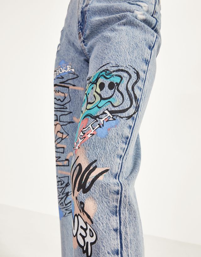 Mom fit graffiti jeans - null - Bershka Bosnia and Herzegovina