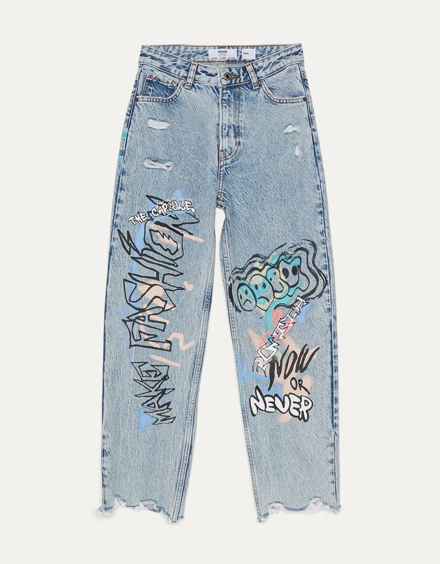 Mom fit graffiti jeans - null - Bershka 