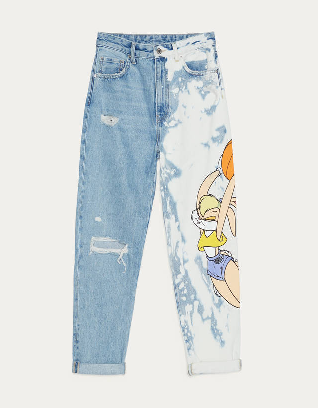 Blugi Balloon Fit Space Jam X Bershka Colecţie Bershka Romania