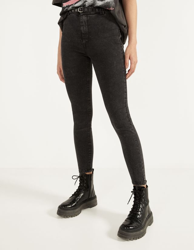 belted high waist trousers