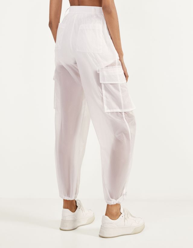 Pantalón cargo transparente - Mujer | Bershka