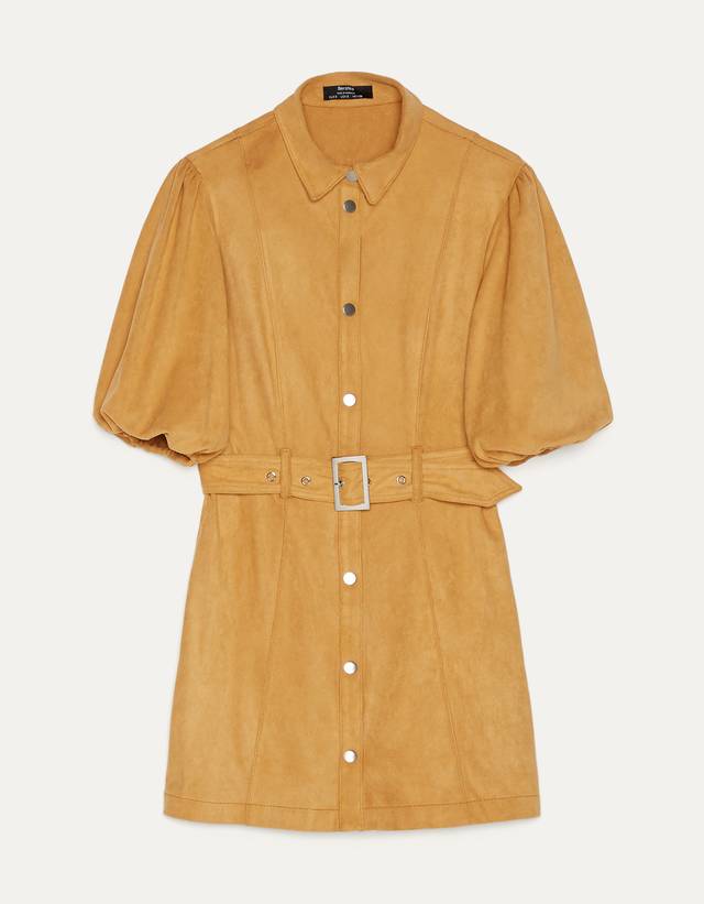 faux suede shirt dress