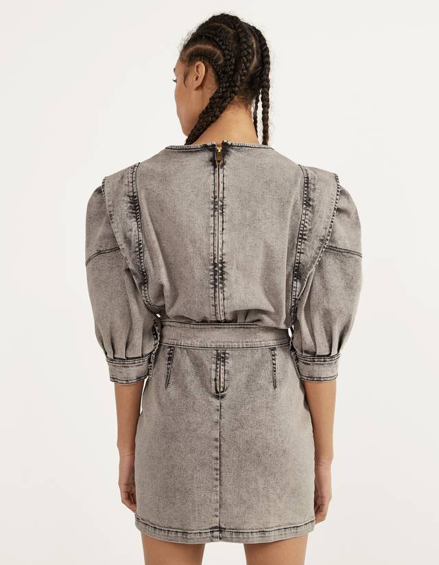 Puffed denim dress