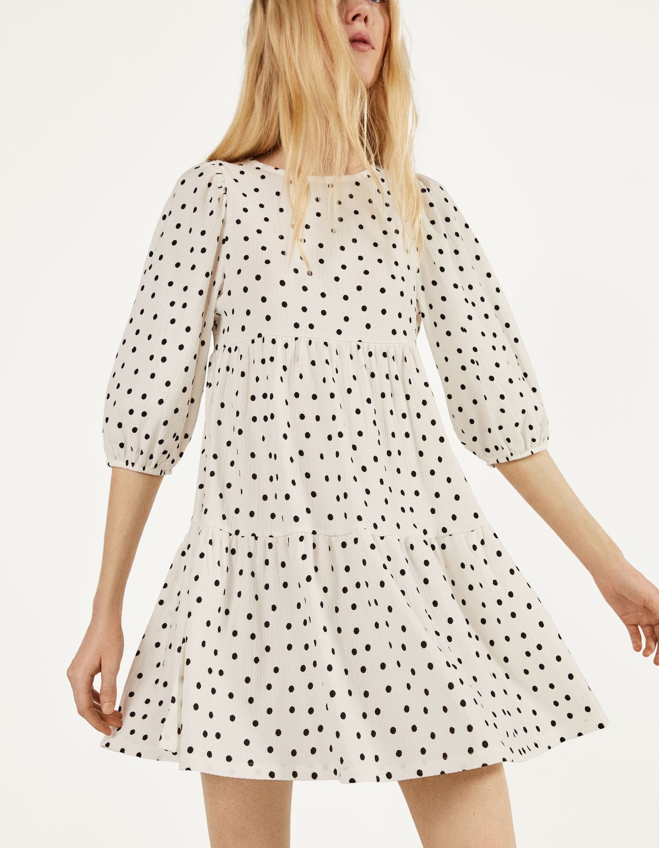 Bershka Desenli babydoll elbise 2 Bershka Desenli babydoll elbise 3
