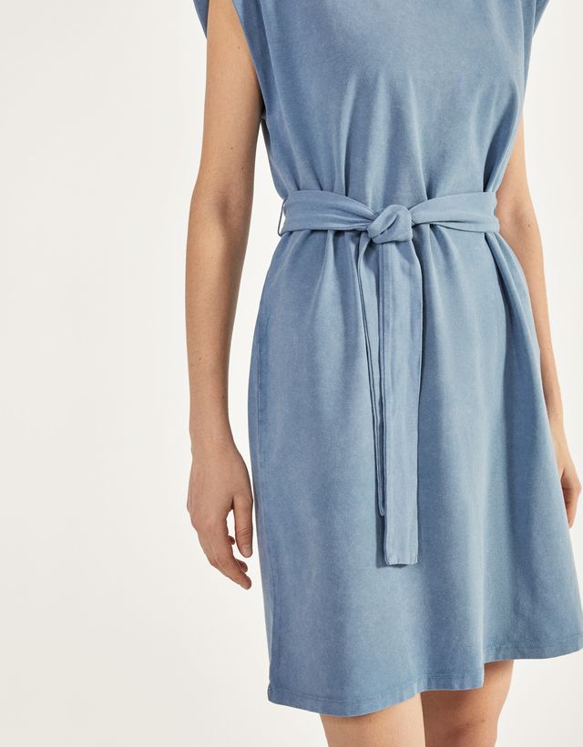 denim dress with shoulder pads