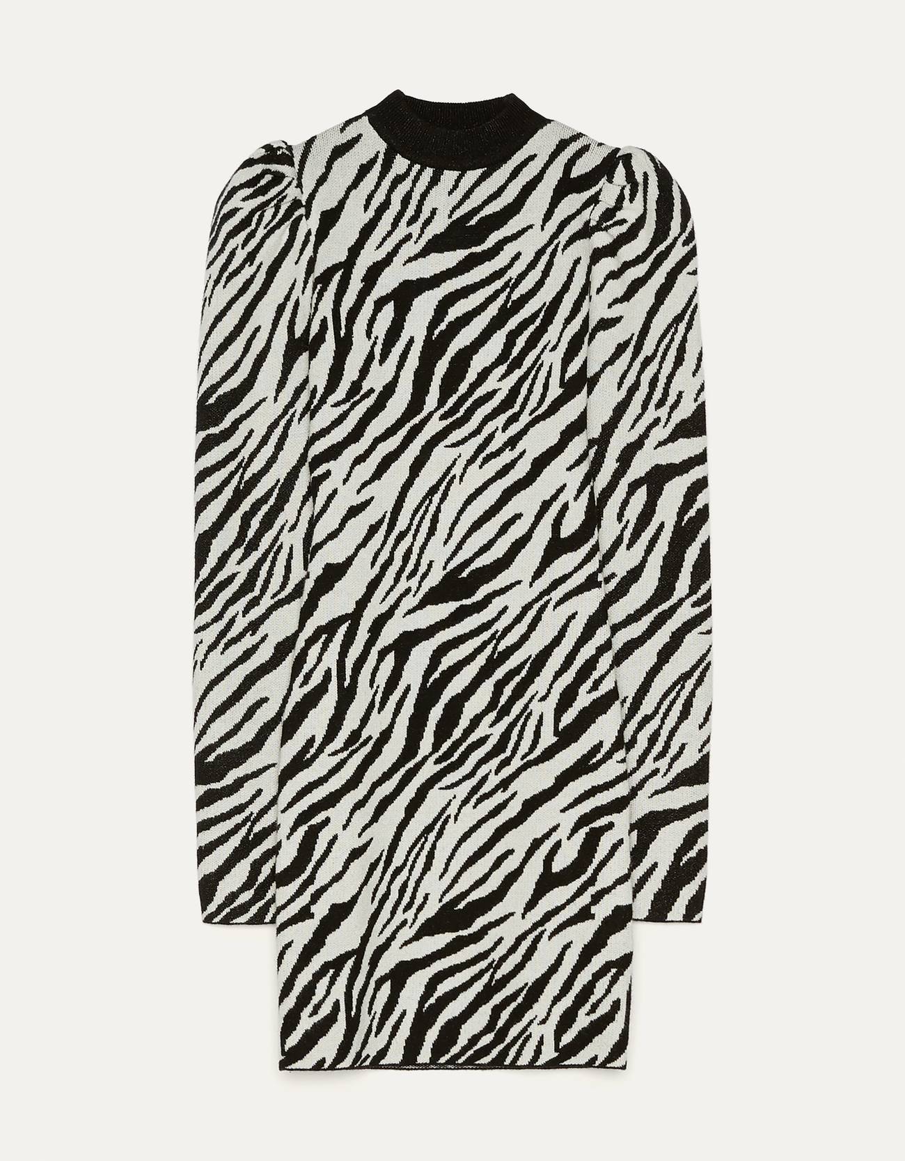 Платье с принтом «зебра» ЧЕРНЫЙ Bershka