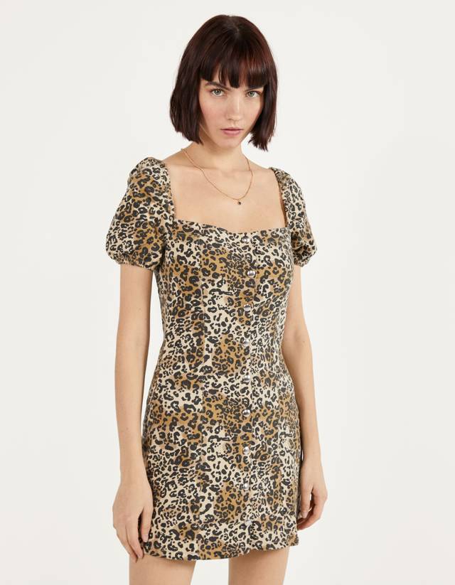 bershka leopard dress