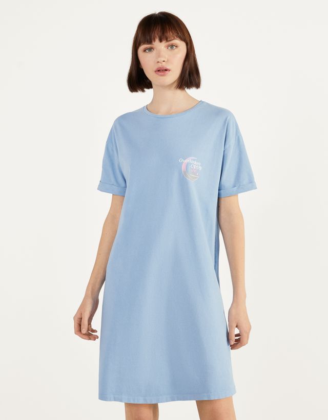 Korte Jurk Met Streep Opzij Jurken Bershka Belgium