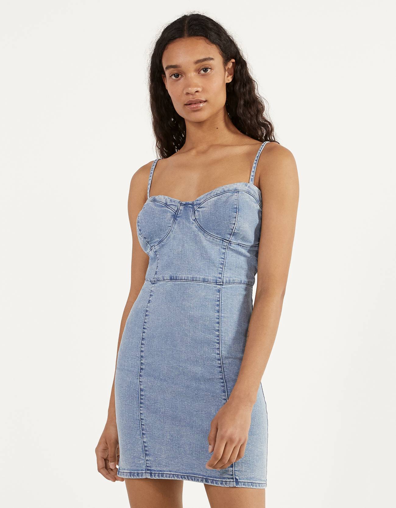 Strappy denim dress - null - Bershka Poland