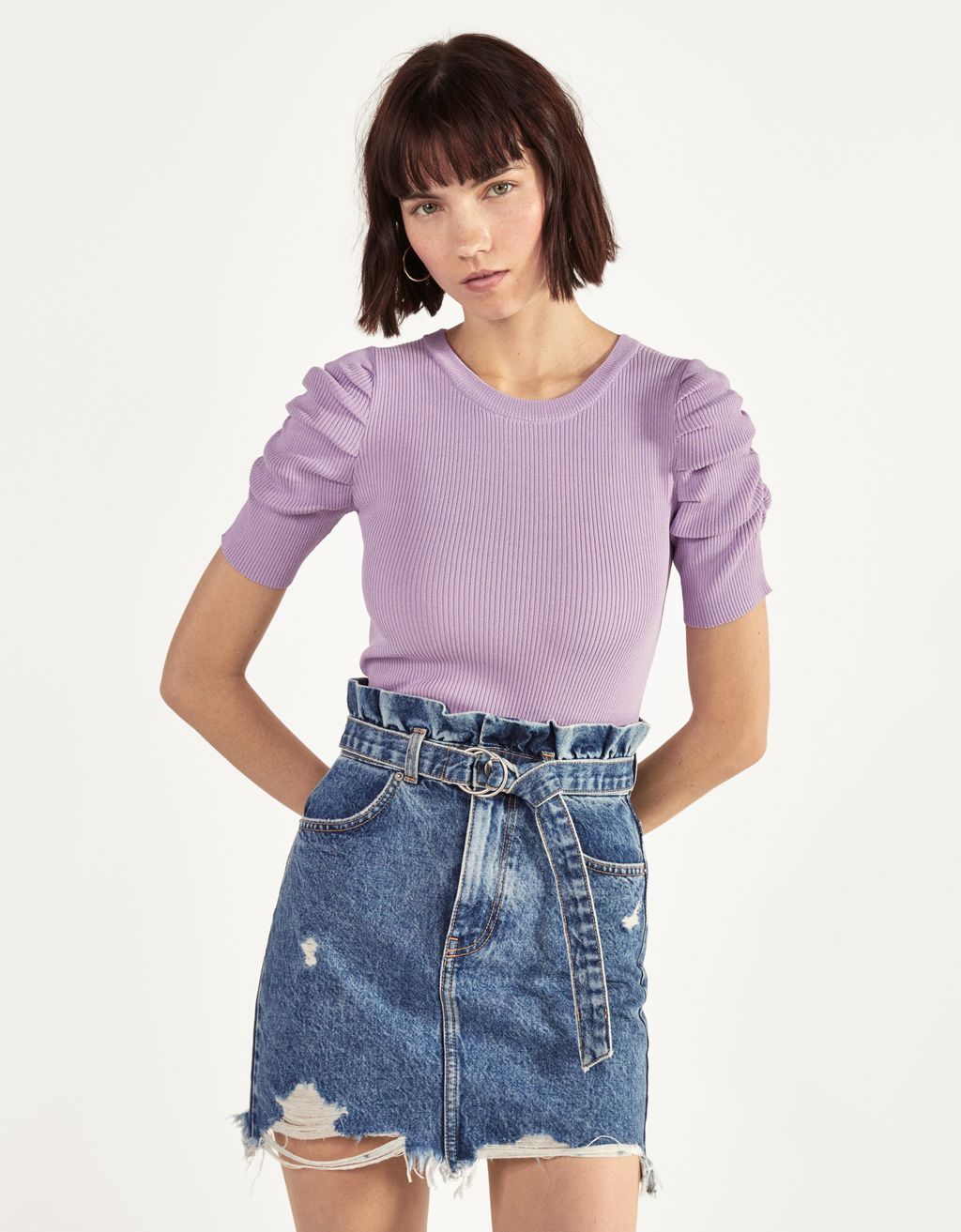 light purple jean skirt