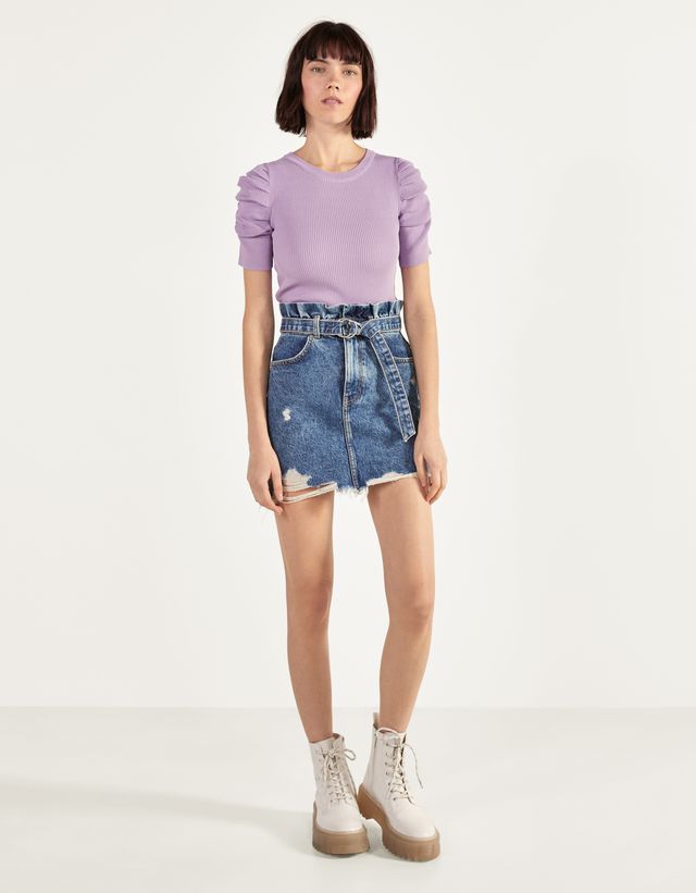 dark purple jean skirt