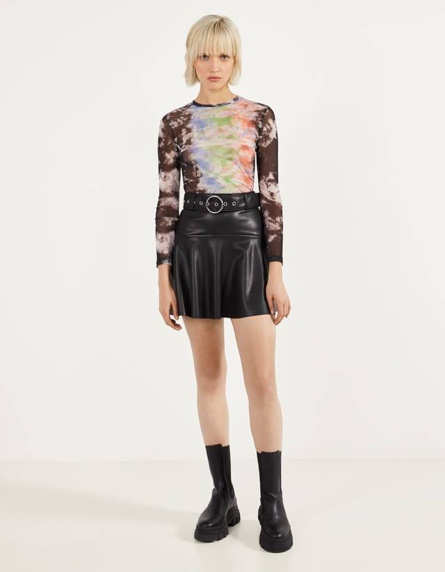 bershka vinyl skirt