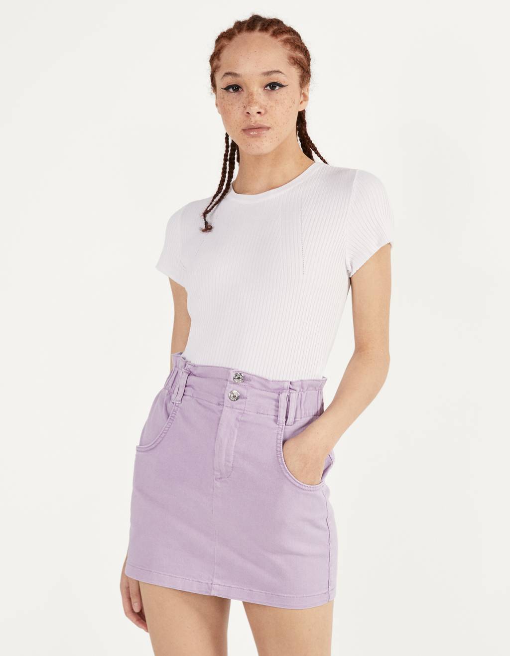 bershka ruched mini skirt in silver