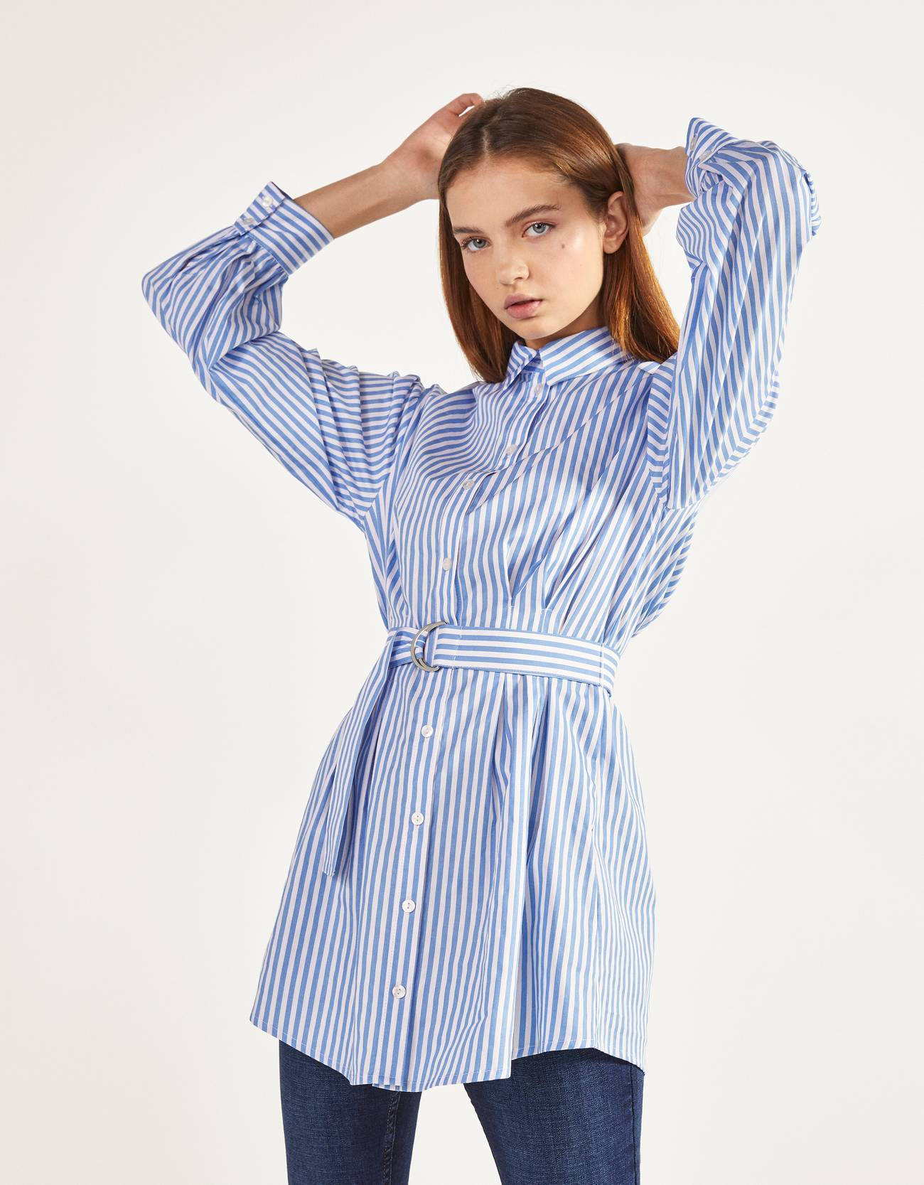 Bershka Kemerli poplin gömlek 2 Bershka Kemerli poplin gömlek 3