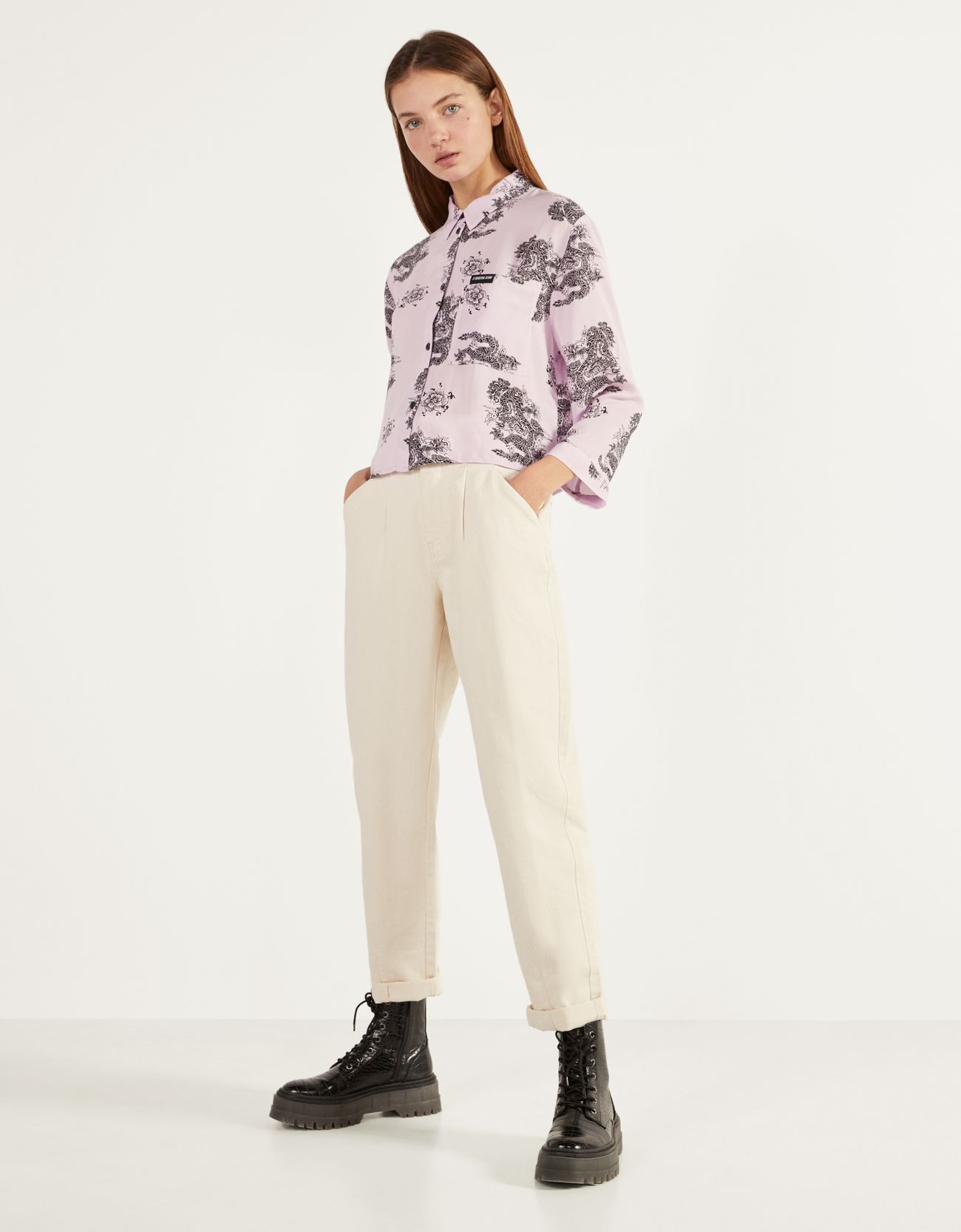 Bershka Desenli crop gömlek 10 Bershka Desenli crop gömlek 11