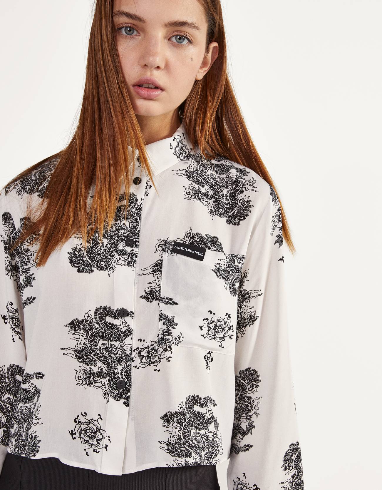 Bershka Desenli crop gömlek 10 Bershka Desenli crop gömlek 11