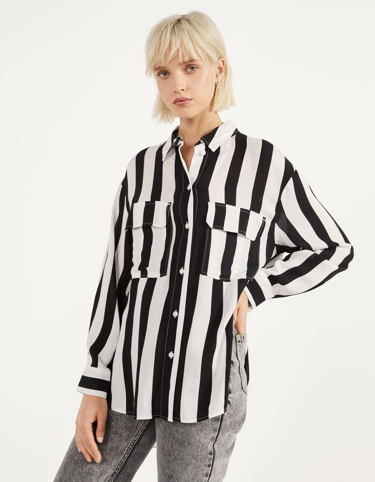 Long Shirt With Slits New Bershka El Salvador