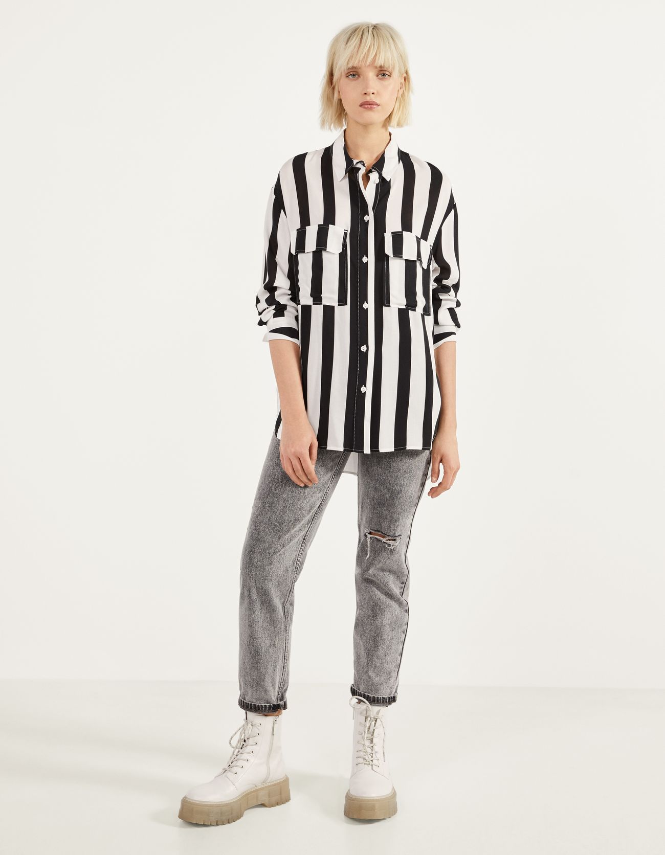Bershka Yırtmaçlı uzun gömlek 4 Bershka Yırtmaçlı uzun gömlek 5
