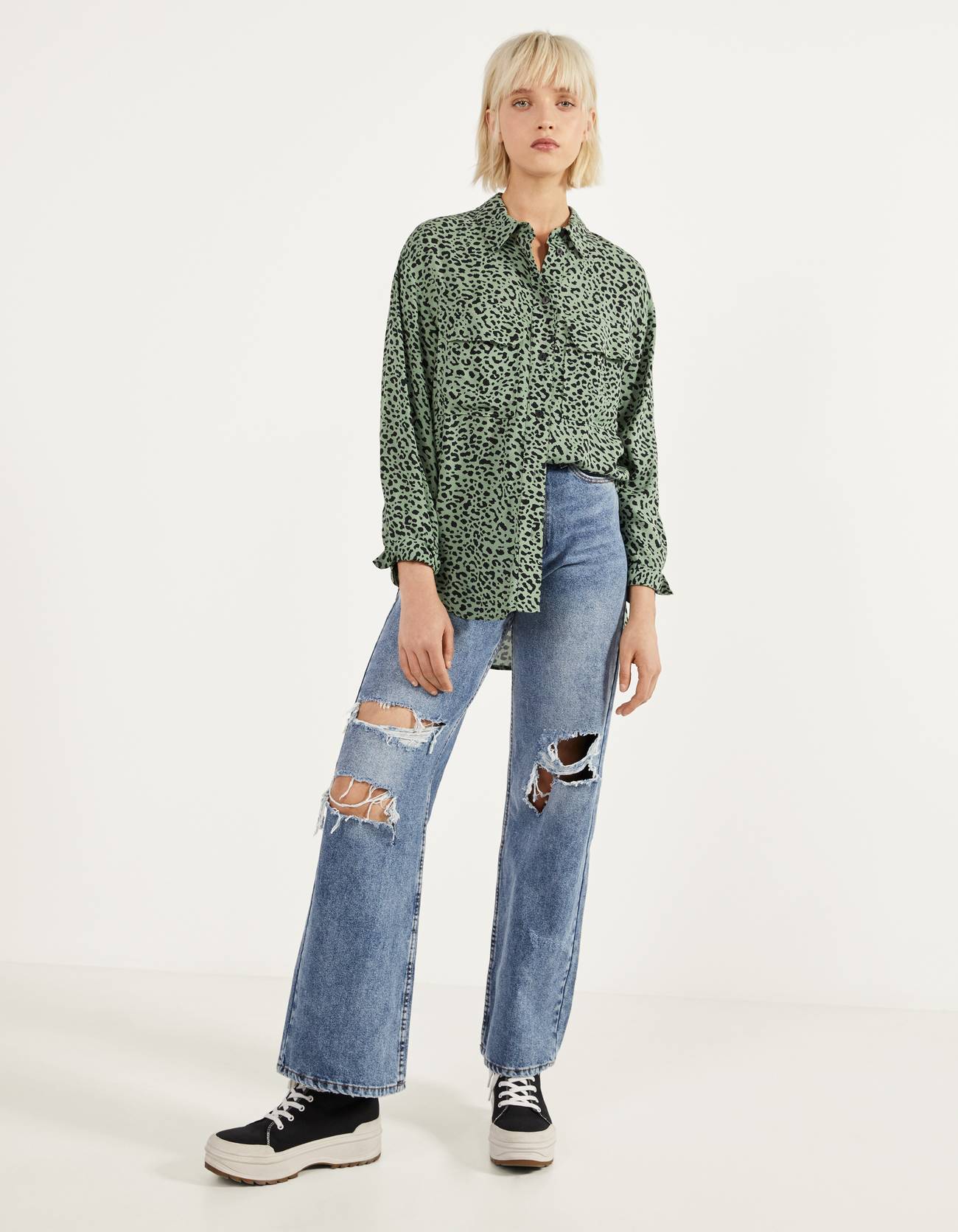 Bershka Yırtmaçlı uzun gömlek 4 Bershka Yırtmaçlı uzun gömlek 5
